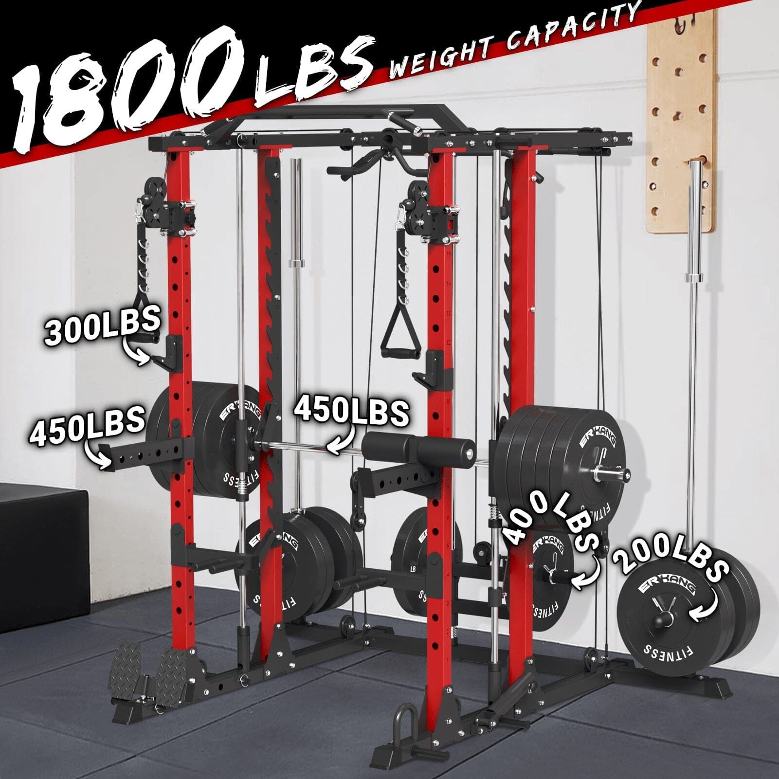 Smith Machine With Cable Crossover 1800LBS Capacity H10 SyedeeFitness 