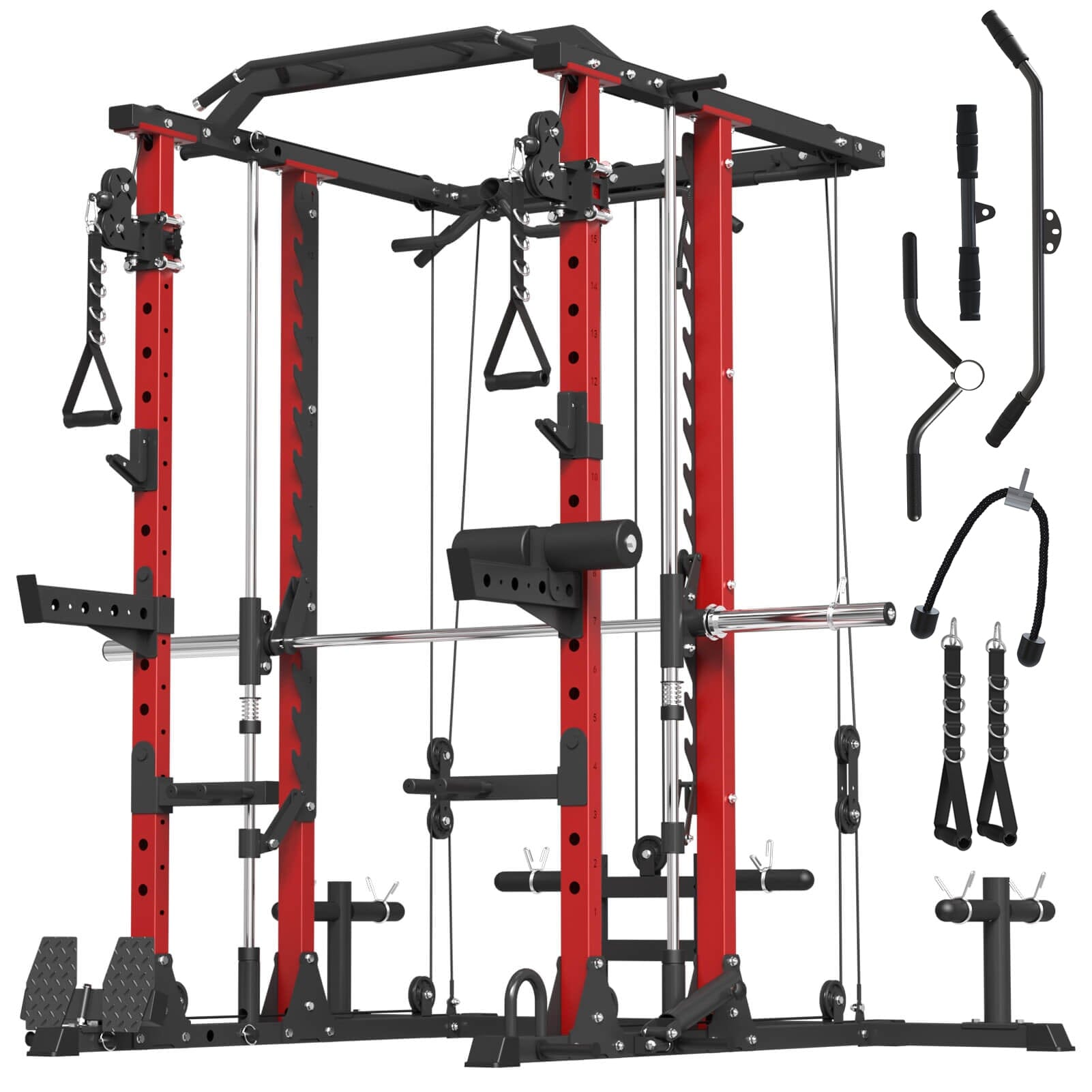 ERKANG Smith Machine With Cable Crossover H10 SyedeeFitness H10-Red 